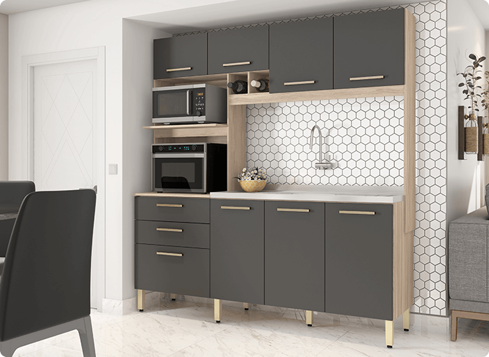Hera Kit Coz. Compacta 8P 2G p/ pia Demóbile Móveis 1 HERA KIT COZINHA COMPACTA 08 PORTAS 02 GAV PARA PIA 97211 1 Demóbile Móveis