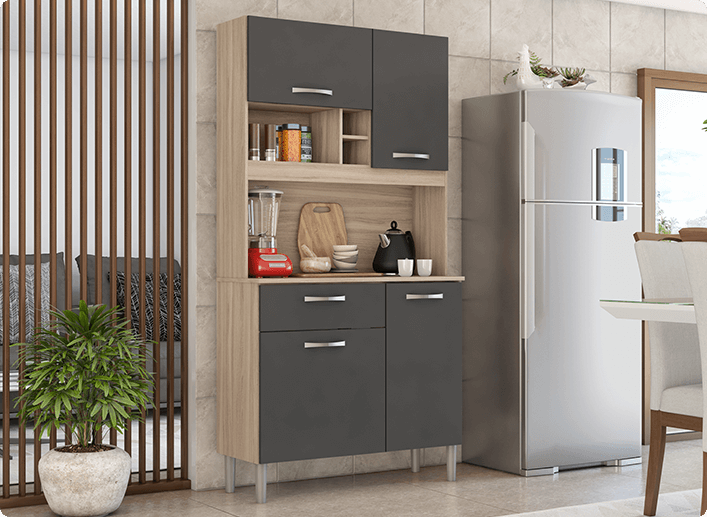 Kit Cozinha Malta 4 Portas e 1 Gaveta Demóbile Móveis 1 MALTA KIT COZINHA 04 PORTAS 01 GAV 91401 Demóbile Móveis