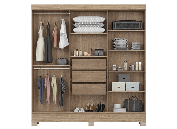 Guarda Roupa de Casal Prático Demóbile Móveis 3 Pratico GR 63020 min Demóbile Móveis