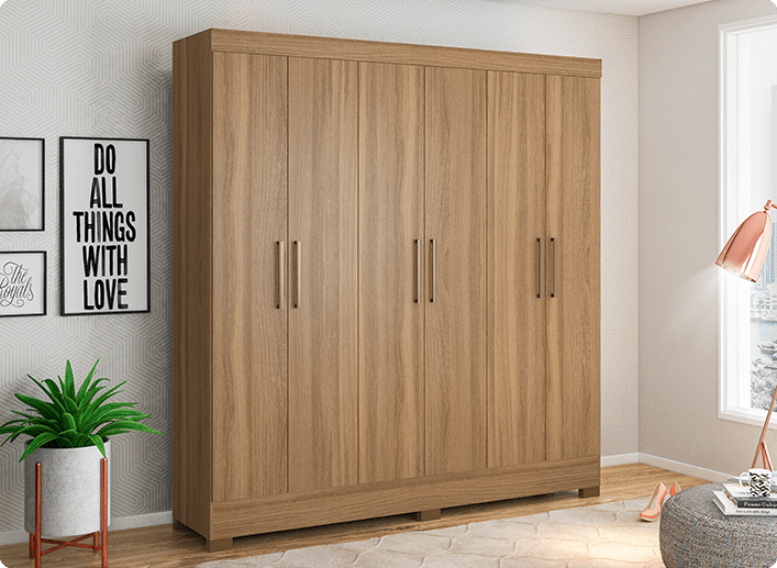 Guarda Roupa de Casal Prático Demóbile Móveis 6 Pratico GR 63020 min Demóbile Móveis