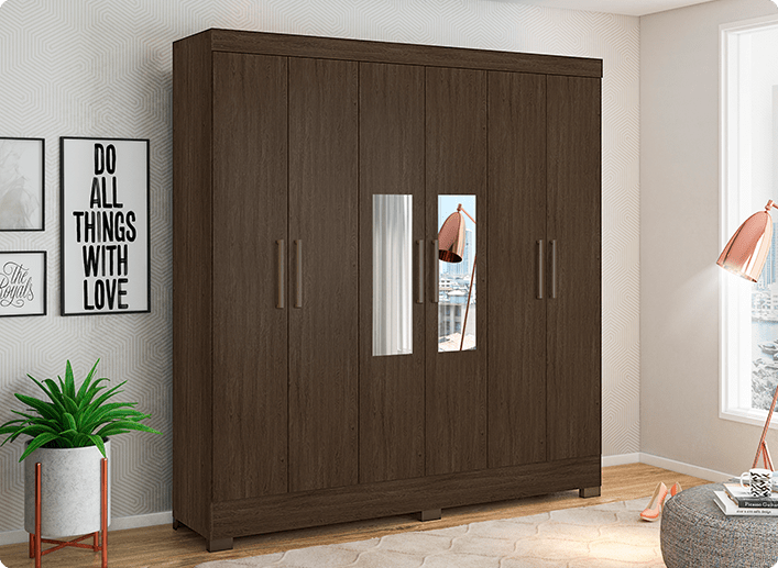 Guarda Roupa de Casal Prático Demóbile Móveis 8 Pratico GR 63020 min Demóbile Móveis