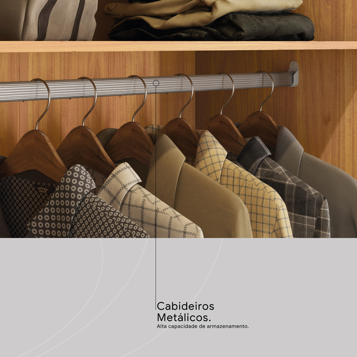 Guarda-Roupa Casal Prático Demóbile Móveis CABIDEIRO METALICO 3 Demóbile Móveis