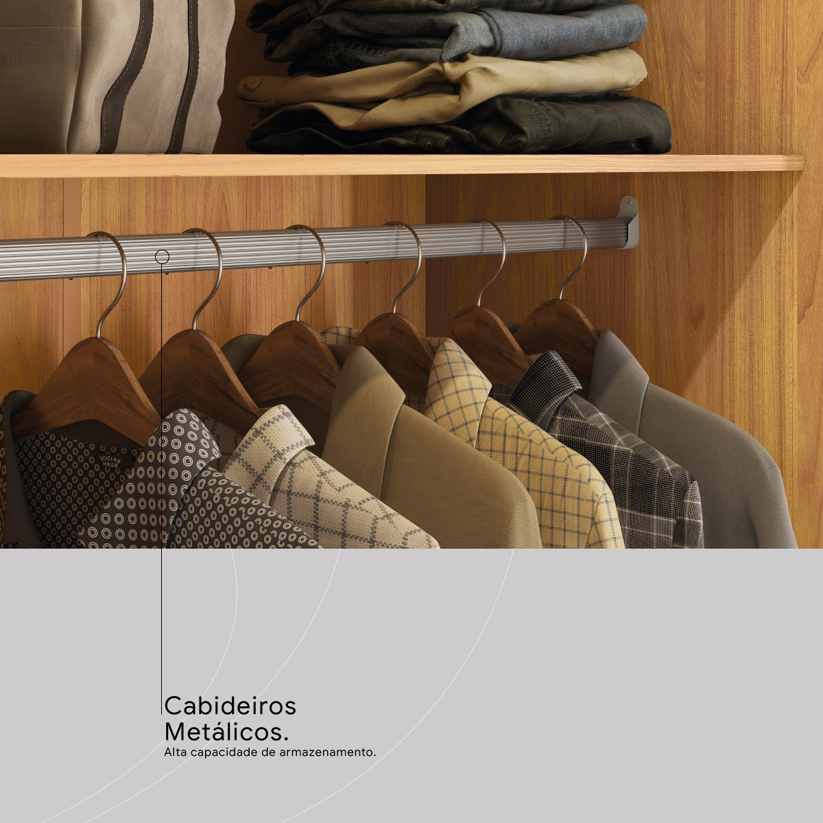 Guarda-Roupa Casal Cádis Demóbile Móveis CABIDEIRO METALICO 4 Demóbile Móveis