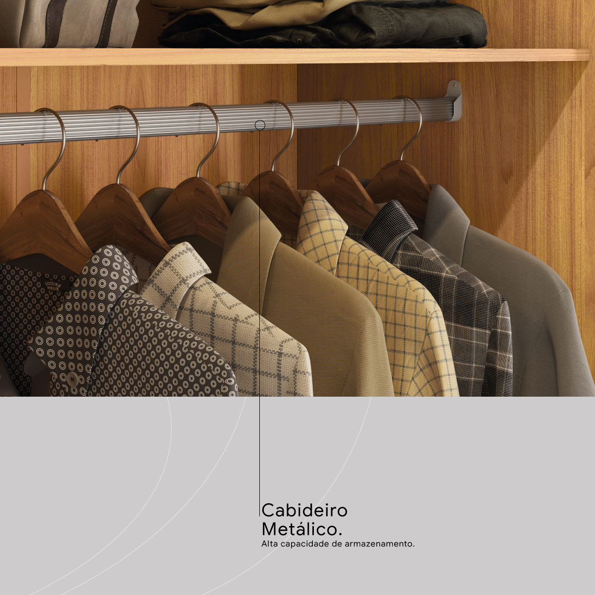 Guarda-Roupa Capelinha Pérsia Demóbile Móveis CABIDEIRO METALICO 5 Demóbile Móveis