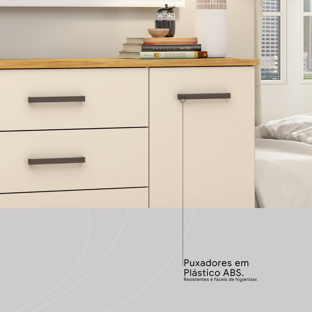 Cômoda Flora Demóbile Móveis PUXADORES EM PLASTICO ABS 9 Demóbile Móveis