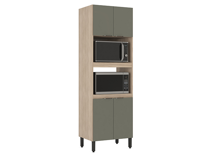 Paneleiro Duplo Forno Firenze 4p Demóbile Móveis Perspectiva Torre Dupla Avena Menta Demóbile Móveis