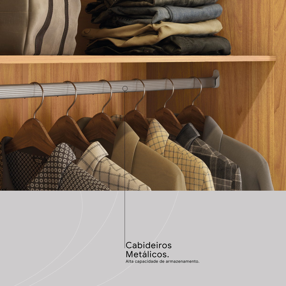 Guarda-Roupa Casal Mauá Demóbile Móveis CABIDEIRO METALICO 1 Demóbile Móveis