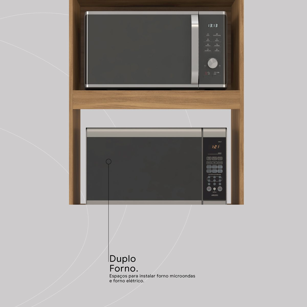 Paneleiro Duplo Forno Firenze Demóbile Móveis DUPLO FORNO Demóbile Móveis