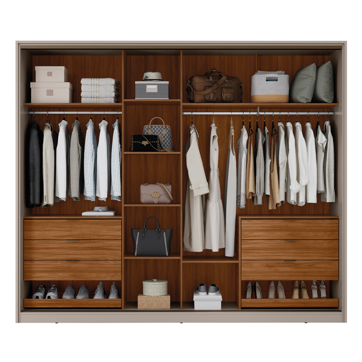 Guarda-Roupa Casal Authentic Demóbile Móveis ABERTO Demóbile Móveis