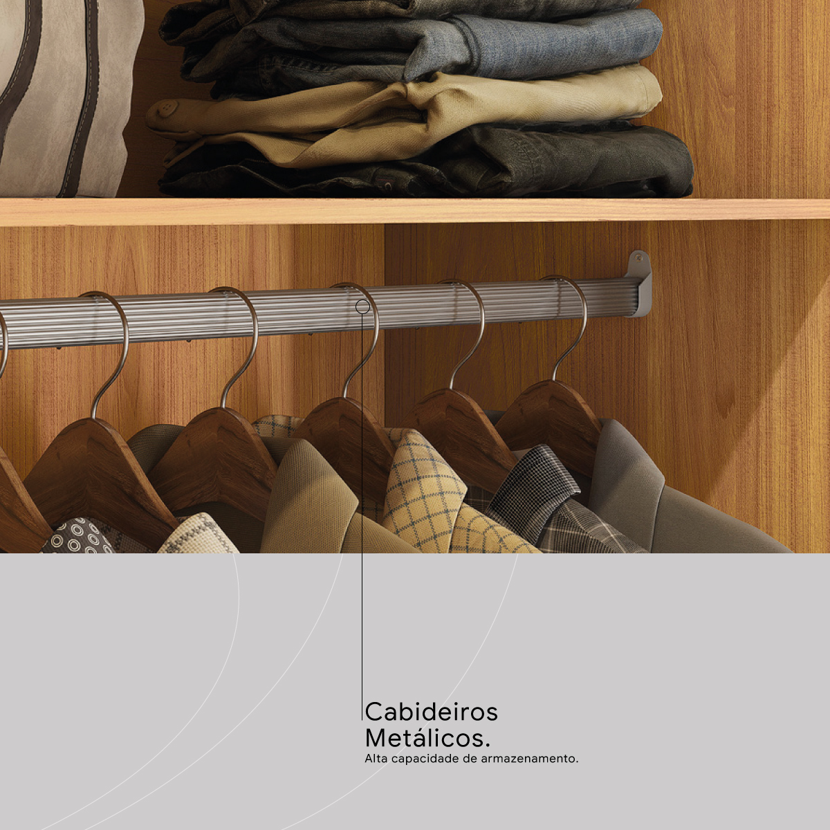 Guarda-Roupa Casal Guarujá Demóbile Móveis CABIDEIRO METALICO 1 Demóbile Móveis