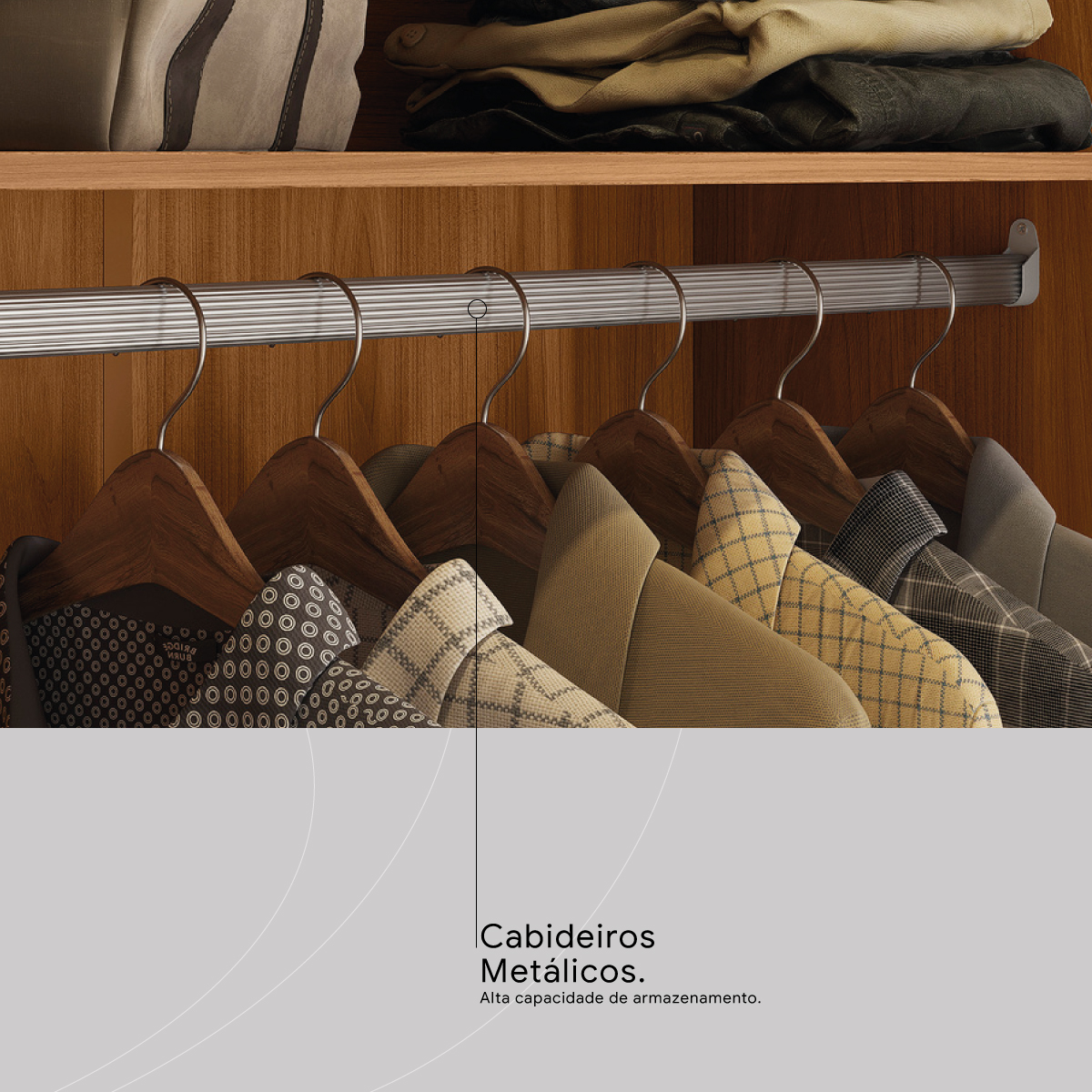 Guarda-Roupa Casal Authentic Demóbile Móveis CABIDEIRO METALICO Demóbile Móveis